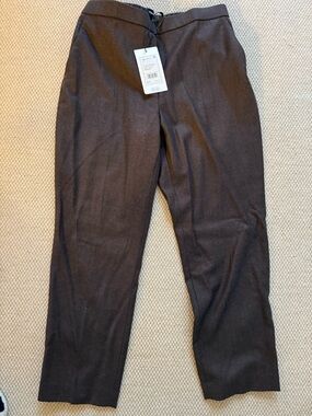 Theory Women's Brown Treeca Elastic-Waist Pants - size 8